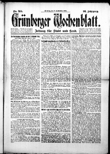 Grünberger Wochenblatt: Zeitung für Stadt und Land, No.205. ( 2. September 1919 )