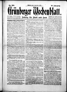 Grünberger Wochenblatt: Zeitung für Stadt und Land, No.206. ( 3. September 1919 )