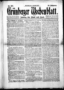 Grünberger Wochenblatt: Zeitung für Stadt und Land, No.207. ( 4. September 1919 )