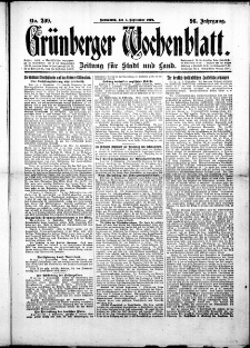Grünberger Wochenblatt: Zeitung für Stadt und Land, No.209. ( 6. September 1919 )