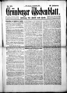 Grünberger Wochenblatt: Zeitung für Stadt und Land, No.212. ( 10. September 1919 )