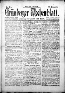 Grünberger Wochenblatt: Zeitung für Stadt und Land, No.214. ( 12. September 1919 )