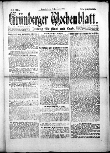 Grünberger Wochenblatt: Zeitung für Stadt und Land, No.215. ( 13. September 1919 )