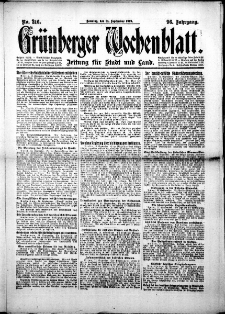 Grünberger Wochenblatt: Zeitung für Stadt und Land, No.216. ( 14. September 1919 )