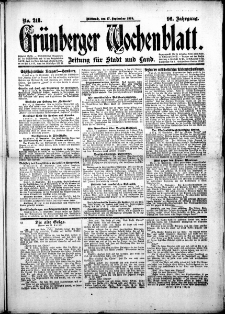 Grünberger Wochenblatt: Zeitung für Stadt und Land, No.218. ( 17. September 1919 )