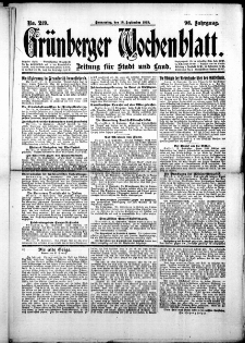 Grünberger Wochenblatt: Zeitung für Stadt und Land, No.219. ( 18. September 1919 )