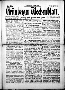 Grünberger Wochenblatt: Zeitung für Stadt und Land, No.220. ( 19. September 1919 )