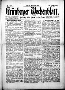Grünberger Wochenblatt: Zeitung für Stadt und Land, No.226. ( 26. September 1919 )