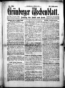 Grünberger Wochenblatt: Zeitung für Stadt und Land, No.233. ( 4. Oktober 1919 )