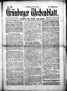 Grünberger Wochenblatt: Zeitung für Stadt und Land, No.235. ( 7. Oktober 1919 )