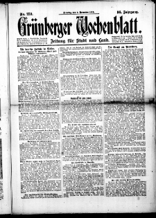 Grünberger Wochenblatt: Zeitung für Stadt und Land, No.259. ( 4. November 1919 )