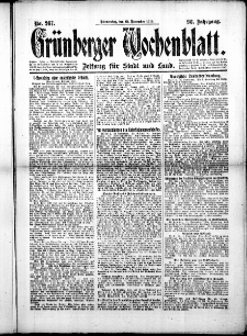 Grünberger Wochenblatt: Zeitung für Stadt und Land, No.267. ( 13. November 1919 )
