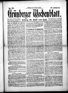 Grünberger Wochenblatt: Zeitung für Stadt und Land, No.271. ( 18. November 1919 )
