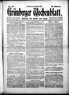 Grünberger Wochenblatt: Zeitung für Stadt und Land, No.274. ( 22. November 1919 )