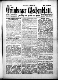 Grünberger Wochenblatt: Zeitung für Stadt und Land, No.274. ( 22. November 1919 )