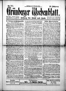 Grünberger Wochenblatt: Zeitung für Stadt und Land, No.275. ( 23. November 1919 )