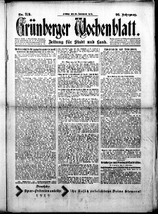 Grünberger Wochenblatt: Zeitung für Stadt und Land, No.279. ( 28. November 1919 )