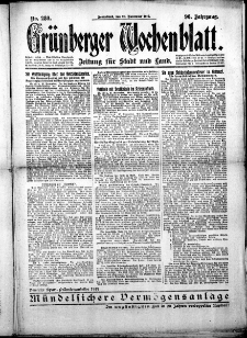 Grünberger Wochenblatt: Zeitung für Stadt und Land, No.280. ( 29. November 1919 )