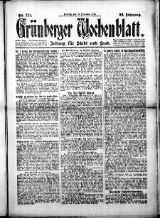 Grünberger Wochenblatt: Zeitung für Stadt und Land, No.281. ( 30. November 1919 )