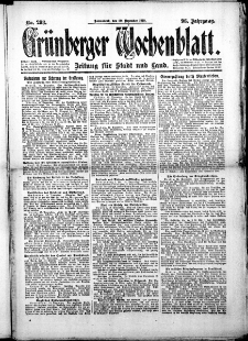 Grünberger Wochenblatt: Zeitung für Stadt und Land, No.298. ( 20. Dezember 1919 )