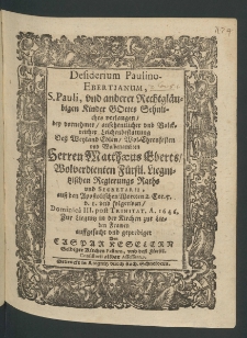 Desiderium Paulino-Ebertianum, S. Pauli und anderer rechtgläubigen Kinder Gottes sehnliches verlangen, bey vornehmer ... Leichenbestattung dess ... Mathaeus Eberts [...]