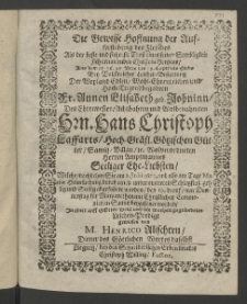 Die gewisse Hoffnung der Aufferstehung des Fleisches ... bey volckreicher Leichen-Bestattung der ... Frauen Annen Elisabeth geb. Johninn, des Edlen ... Herrn Hans Christoph Laffarts, Hoch-Gr&auml;fl. G&ouml;tzischen G&uuml;tter, Samitz, Billau ... seeliger Ehe-Liebsten, welche nachdem sie am 2. Julii 1670. ...