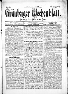 Grünberger Wochenblatt: Zeitung für Stadt und Land, No.3. ( 7. Januar 1908 )