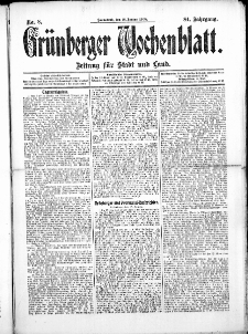 Grünberger Wochenblatt: Zeitung für Stadt und Land, No.8. ( 18. Januar 1908 )