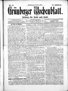 Grünberger Wochenblatt: Zeitung für Stadt und Land, No.10. ( 23. Januar 1908 )