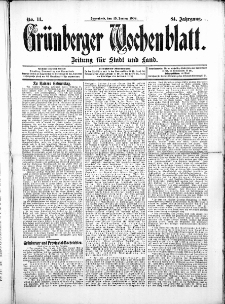 Grünberger Wochenblatt: Zeitung für Stadt und Land, No.11. ( 25. Januar 1908 )