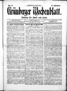Grünberger Wochenblatt: Zeitung für Stadt und Land, No.14. ( 1. Februar 1908 )