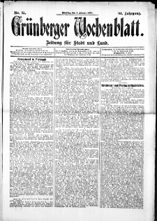 Grünberger Wochenblatt: Zeitung für Stadt und Land, No.15. ( 4. Februar 1908 )