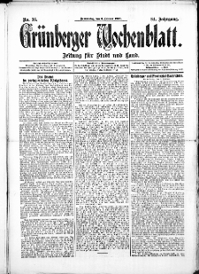 Grünberger Wochenblatt: Zeitung für Stadt und Land, No.16. ( 6. Februar 1908 )