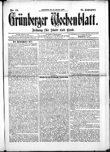 Grünberger Wochenblatt: Zeitung für Stadt und Land, No.20. ( 15. Februar 1908 )