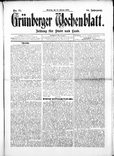 Grünberger Wochenblatt: Zeitung für Stadt und Land, No.24. ( 25. Februar 1908 )