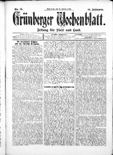 Grünberger Wochenblatt: Zeitung für Stadt und Land, No.25. ( 27. Februar 1908 )