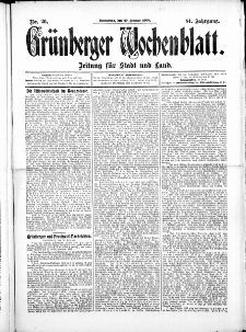 Grünberger Wochenblatt: Zeitung für Stadt und Land, No.26. ( 29. Februar 1908 )