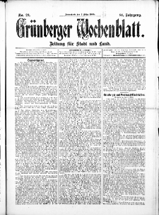 Grünberger Wochenblatt: Zeitung für Stadt und Land, No.29. ( 7. März 1908 )