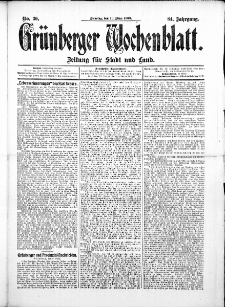 Grünberger Wochenblatt: Zeitung für Stadt und Land, No.30. ( 10. März 1908 )