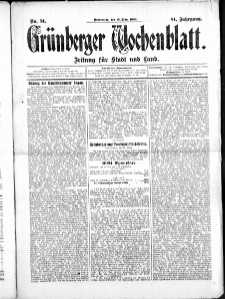 Grünberger Wochenblatt: Zeitung für Stadt und Land, No.34. ( 19. März 1908 )