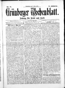 Grünberger Wochenblatt: Zeitung für Stadt und Land, No.35. ( 21. März 1908 )