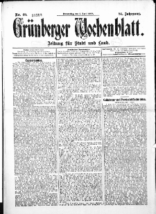 Grünberger Wochenblatt: Zeitung für Stadt und Land, No.40. ( 2. April 1908 )