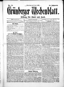 Grünberger Wochenblatt: Zeitung für Stadt und Land, No.49. ( 25. April 1908 )