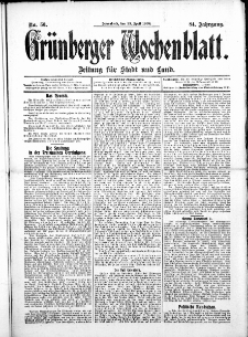 Grünberger Wochenblatt: Zeitung für Stadt und Land, No.50. ( 25. April 1908 )