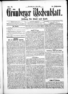 Grünberger Wochenblatt: Zeitung für Stadt und Land, No.53. ( 2. Mai 1908 )