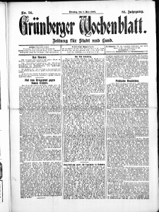 Gr&uuml;nberger Wochenblatt: Zeitung f&uuml;r Stadt und Land, No.54. ( 5. Mai 1908 )