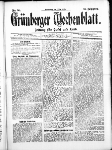 Grünberger Wochenblatt: Zeitung für Stadt und Land, No.55. ( 7. Mai 1908 )