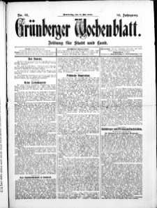 Grünberger Wochenblatt: Zeitung für Stadt und Land, No.61. ( 21. Mai 1908 )