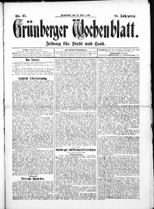 Grünberger Wochenblatt: Zeitung für Stadt und Land, No.62. ( 23. Mai 1908 )