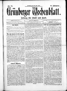 Grünberger Wochenblatt: Zeitung für Stadt und Land, No.65. ( 30. Mai 1908 )